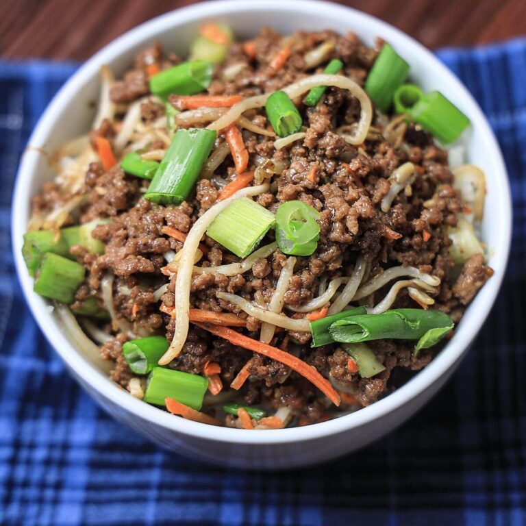 Asian Inspired Garlic Beef Bowl Over Rice