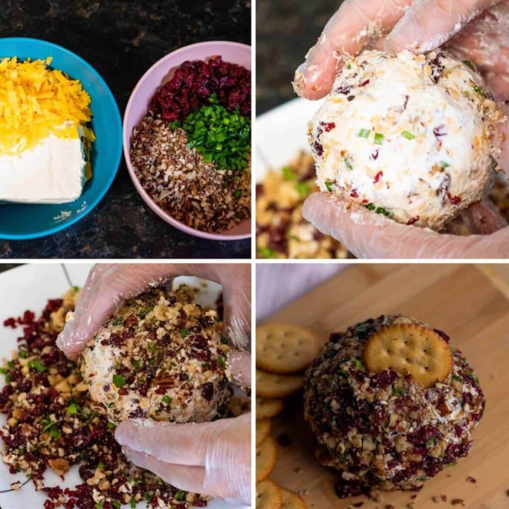 Cranberry Pecan Cheese Ball Process