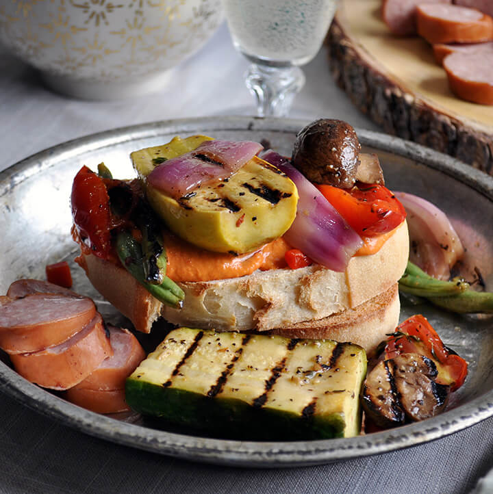 Grilled Vegetable and Hummus Sourdough Sandwiches