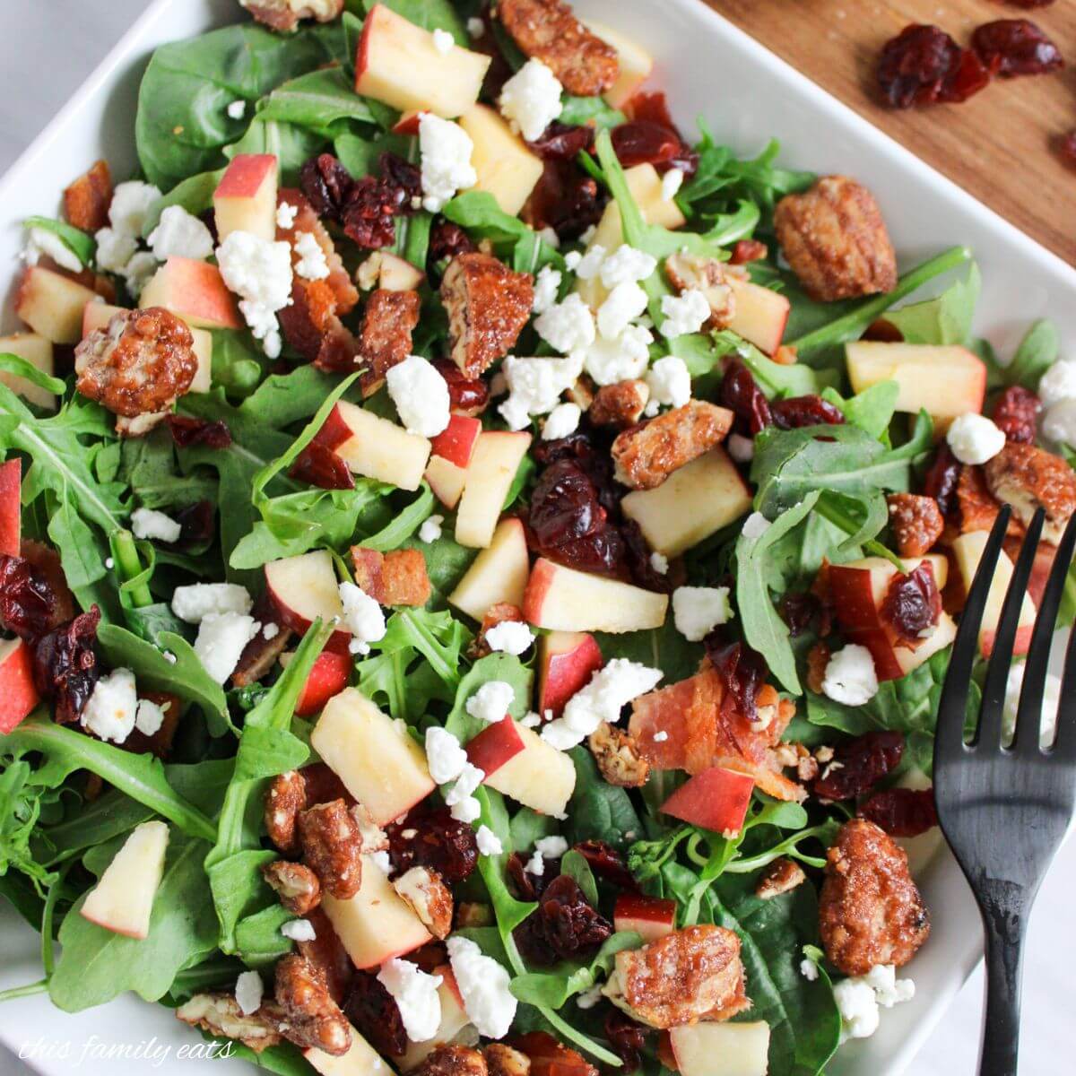 Spinach Arugula Salad with Bacon Pecans Apples