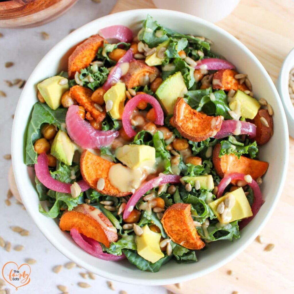 Fall Harvest Salad and Creamy Mustard Tahini Dressing 