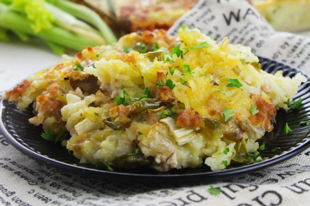 Sausage Rice Casserole served on a plate