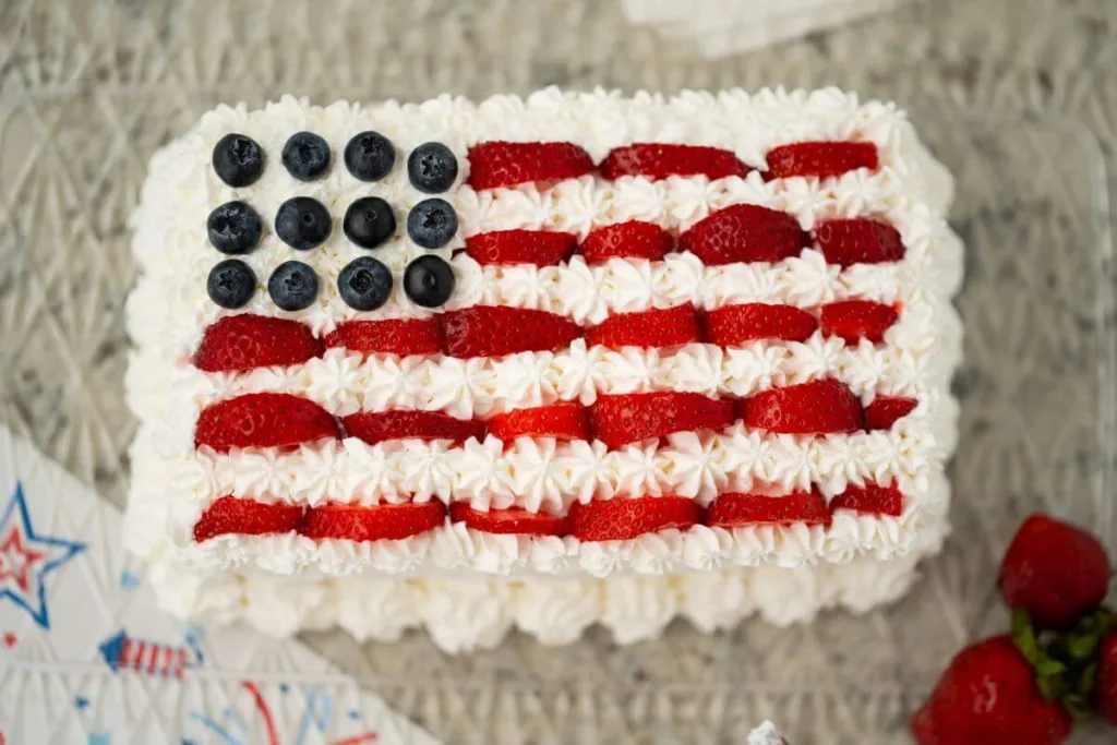 No Bake Angel Food Flag Cake Bars