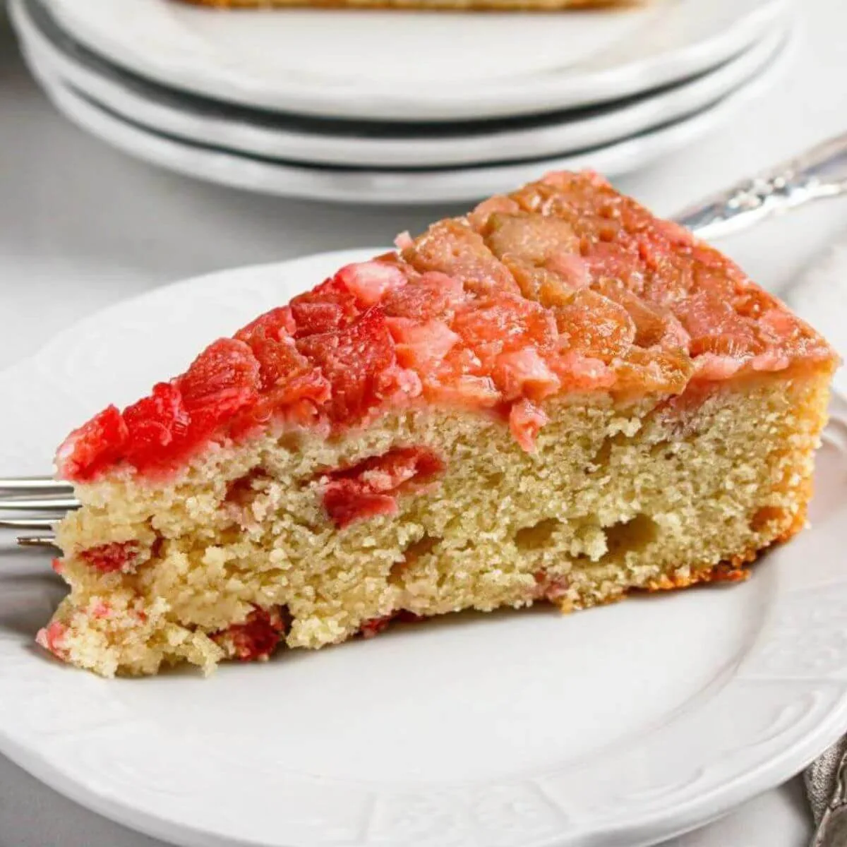 Strawberry Rhubarb Upside Down Cake
