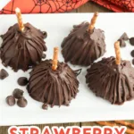 Witch brooms with strawberries and chocolate