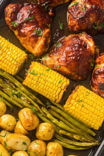 Sheet Pan BBQ Chicken Thighs with Vegetables