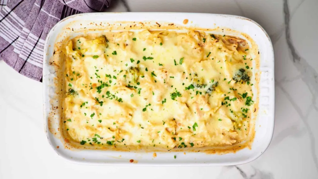 Dump and Bake Chicken Alfredo Casserole