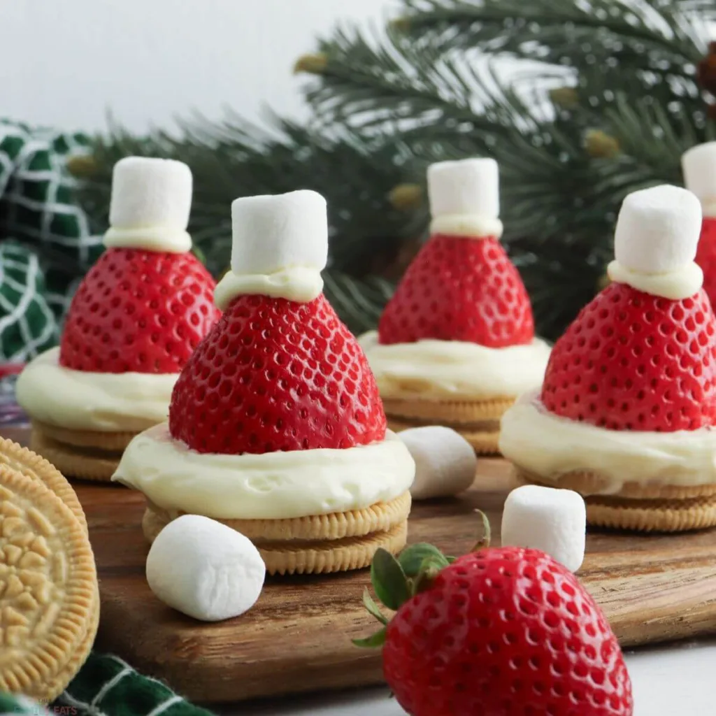 No Bake Oreo Santa Hat Cheesecakes