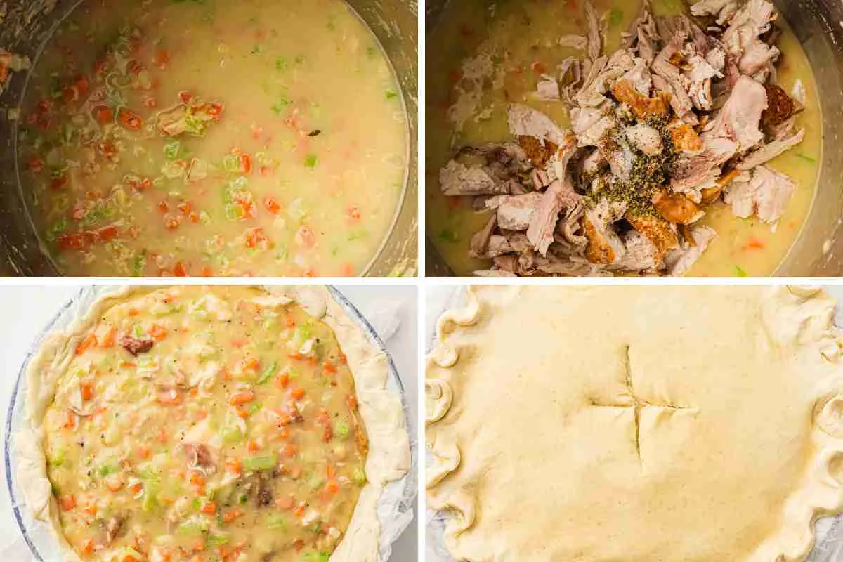 steps on how to make the chicken pot pie