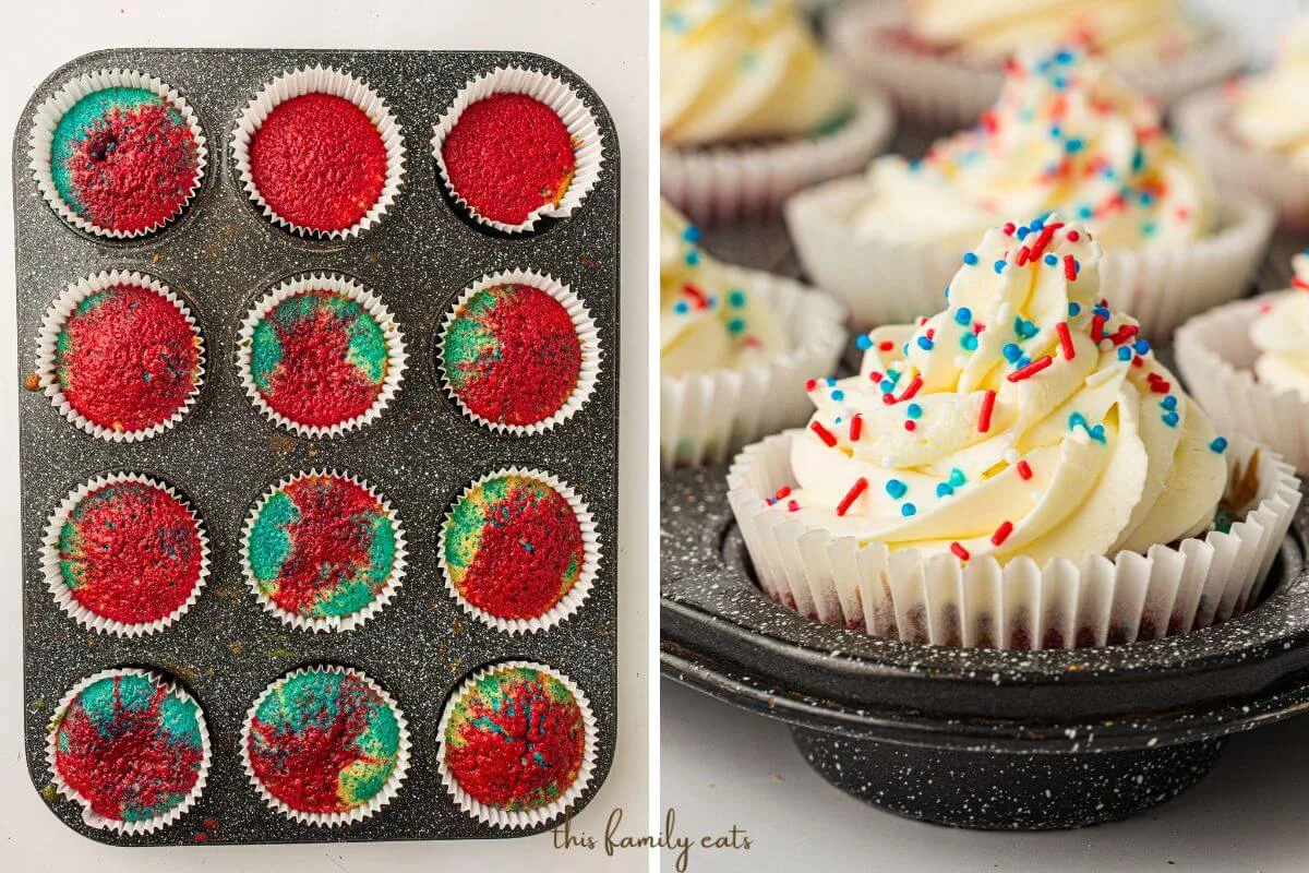 Patriotic Tie Dye Cupcakes