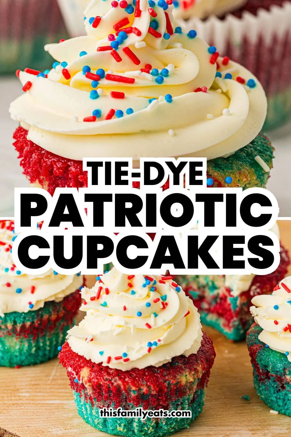 Tie Dye Patriotic Cupcakes