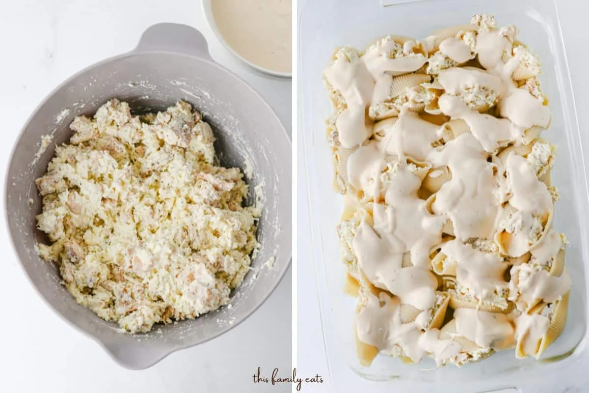 How to Make Chicken Stuffed Shells with Alfredo Sauce